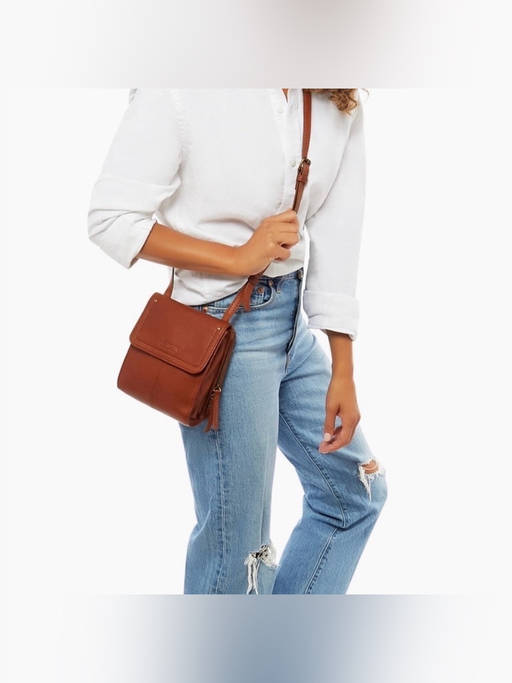 American Leather Co Kansas Crossbody in Brandy Smooth NWT - Picture 2 of 11